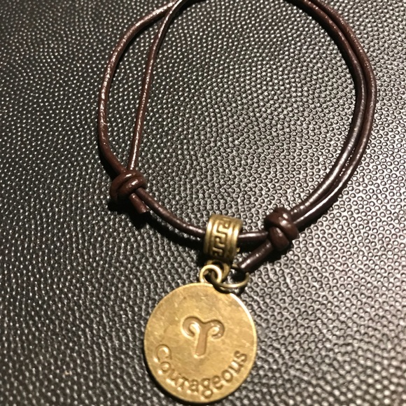 Courageous Aries The Ram Charm Leather Bangle - Picture 2 of 2